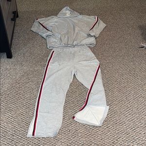 Striped Slit Sweat and Hoodie Set ❤️